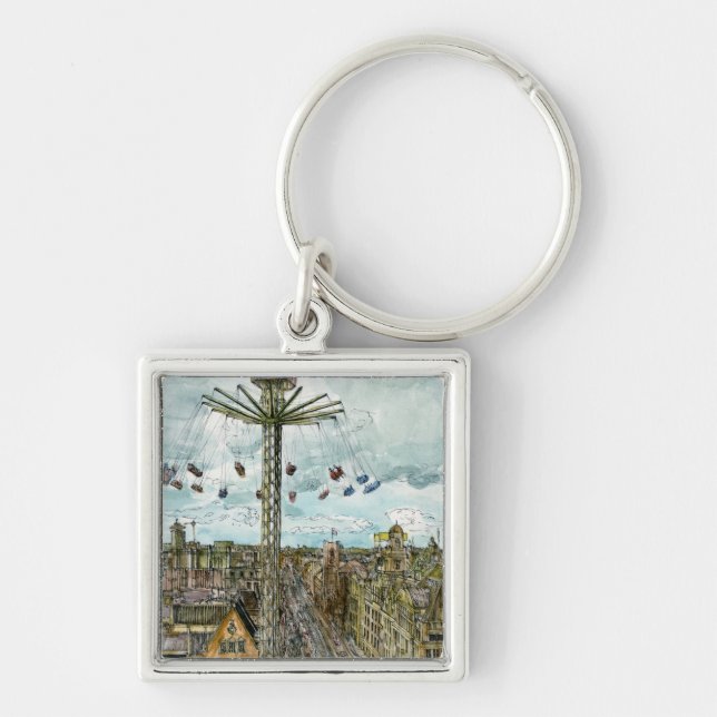 Destinations | Watercolor European Swing Ride Keychain (Front)