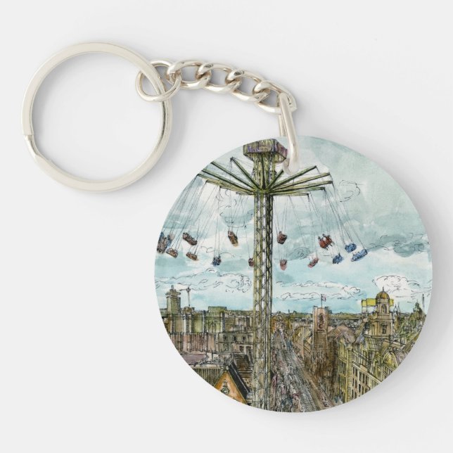 Destinations | Watercolor European Swing Ride Keychain (Front)