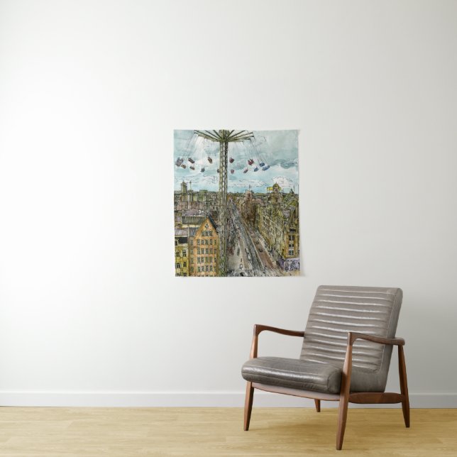 Destinations | Watercolor European Swing Ride Tapestry (In Situ)