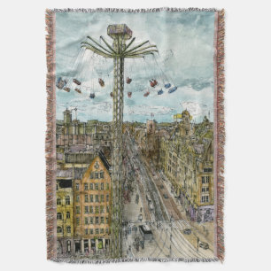Destinations   Watercolor European Swing Ride Throw Blanket