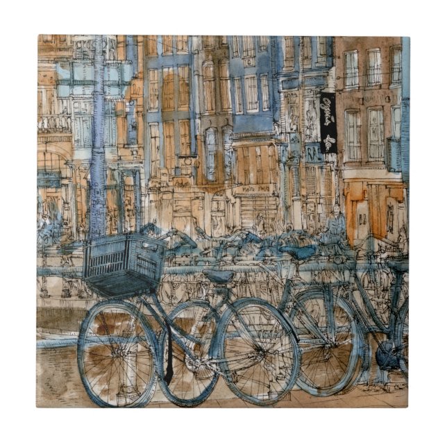 Destinations | Watercolor New York City View Ceramic Tile (Front)
