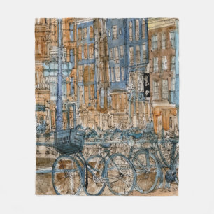 Destinations Watercolor New York City View Fleece Blanket