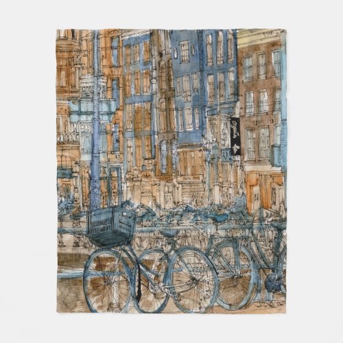 Destinations  Watercolor New York City View Fleece Blanket