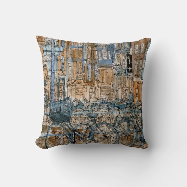 Destinations | Watercolor New York City View Throw Pillow (Front)