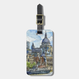 Destinations Watercolor River Thames Waterfront Luggage Tag