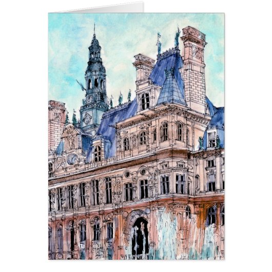 Destinations | Watercolor Rustic Hotel de Ville (Front)