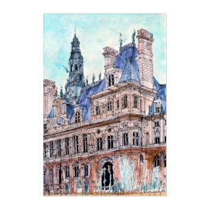 Destinations Watercolor Rustic Hotel de Ville Acrylic Print