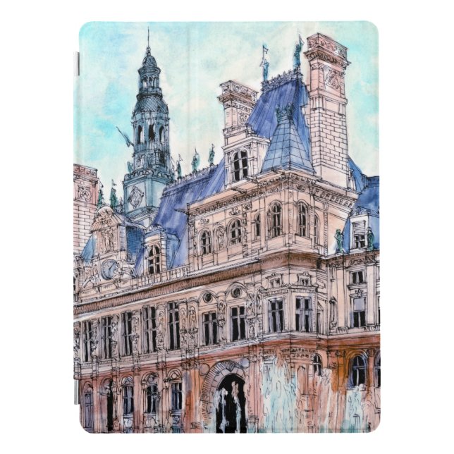 Destinations | Watercolor Rustic Hotel de Ville iPad Pro Cover (Front)