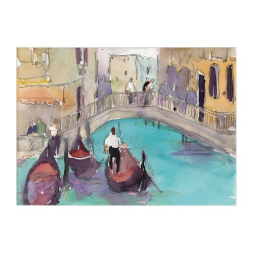 Destinations  Watercolor Venice Gondola Ride Acrylic Print