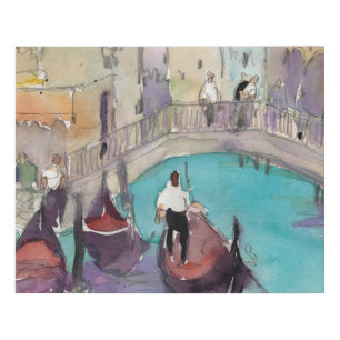 Destinations Watercolor Venice Gondola Ride Faux Canvas Print
