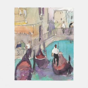 Destinations   Watercolor Venice Gondola Ride Fleece Blanket