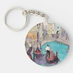 Destinations Watercolor Venice Gondola Ride Keychain