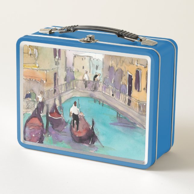 Destinations | Watercolor Venice Gondola Ride Metal Lunch Box (Front)