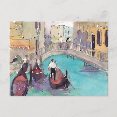 Destinations  Watercolor Venice Gondola Ride Postcard