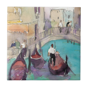 Destinations Watercolor Venice Gondola Ride Tile