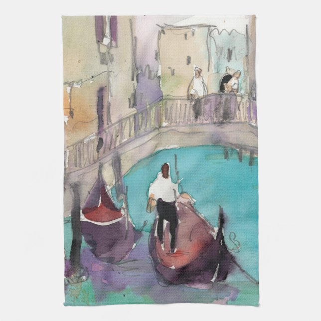 Destinations | Watercolor Venice Gondola Ride Towel (Vertical)