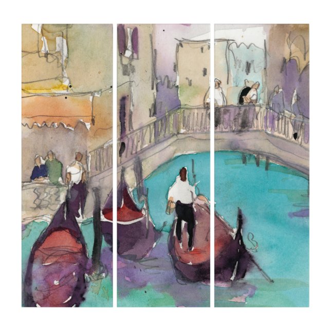 Destinations | Watercolor Venice Gondola Ride Triptych (Front)
