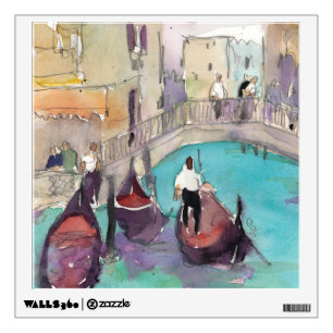 Destinations   Watercolor Venice Gondola Ride Wall Sticker