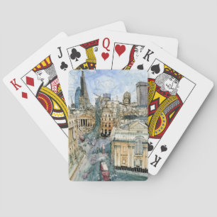 Destinations Watercolor Vintage London Street Poker Cards