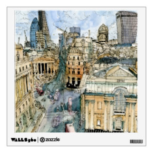 Destinations   Watercolor Vintage London Street Wall Sticker