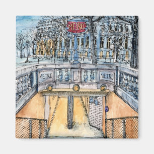 Destinations   Watercolor Vintage Metro Entrance Magnet