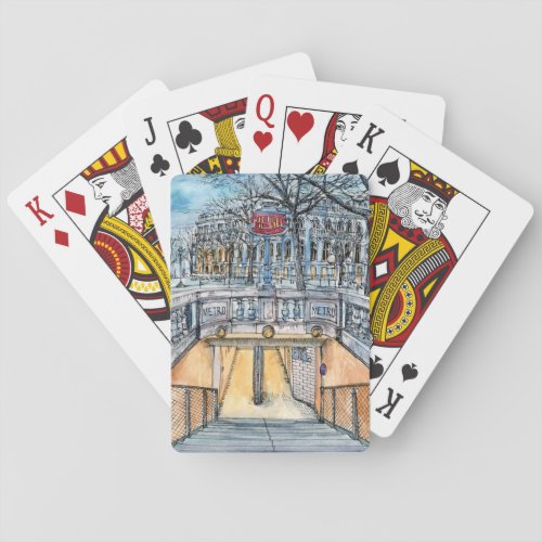 Destinations  Watercolor Vintage Metro Entrance Poker Cards