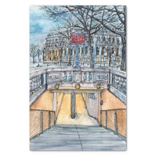 Destinations  Watercolor Vintage Metro Entrance Tissue Paper