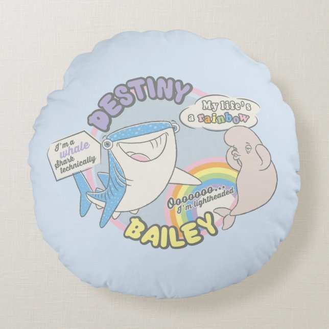 Destiny & Bailey Comic Graphic Round Pillow (Front)