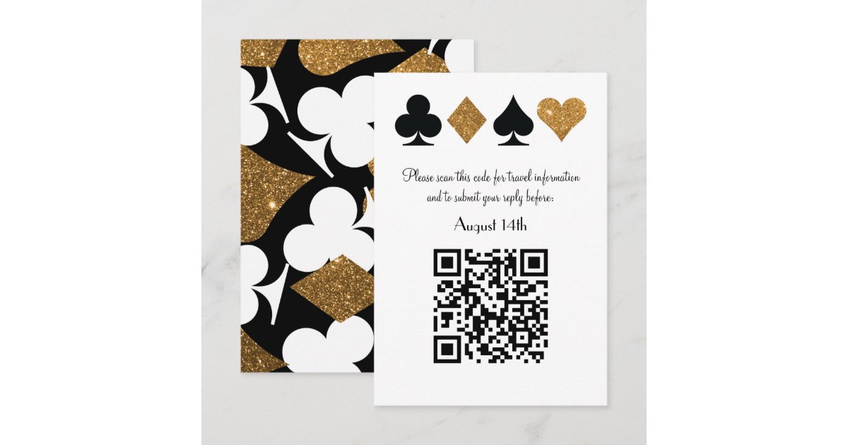 Destiny Gold Las Vegas Wedding QR code Reply RSVP Card | Zazzle