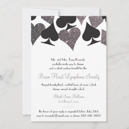 Destiny Las Vegas Casino Party Faux Silver Glitter Invitation