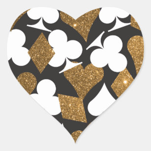 Destiny Las Vegas Heart Sticker Faux Gold Glitter