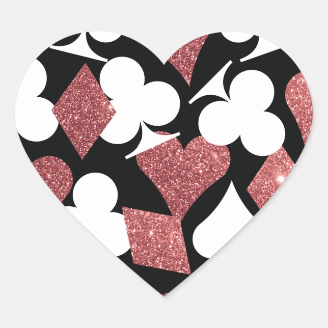 Destiny Las Vegas Heart Sticker Rose Gold Glitter (Front)