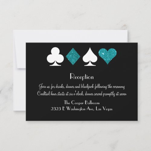 Destiny Las Vegas Reception Teal Glitter Invitation