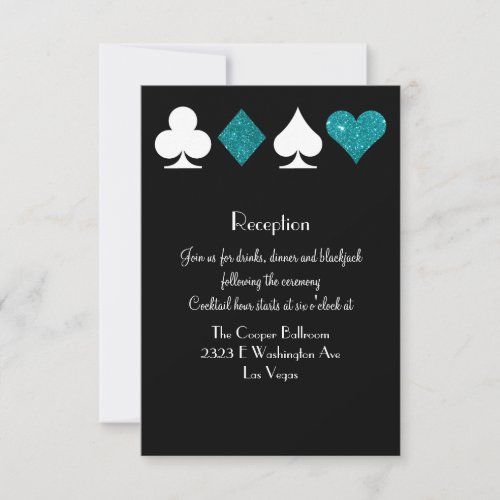 Destiny Las Vegas Reception Teal Glitter Invitation