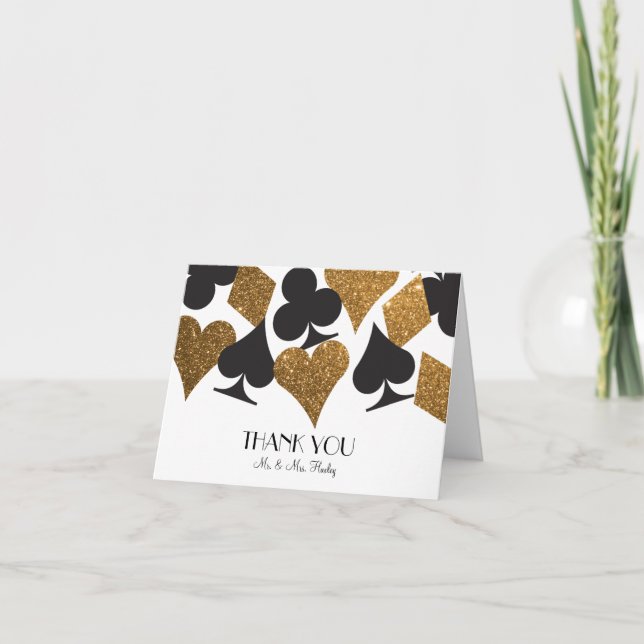 Destiny Las Vegas Thank You Card Faux Gold Glitter (Front)