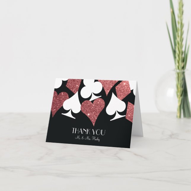Destiny Las Vegas Thank You Card Rose Gold Glitter (Front)