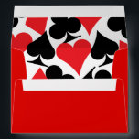 Destiny Las Vegas Wedding Invitation Red Black Envelope<br><div class="desc">Perfect for a Las Vegas wedding in a little chapel off the strip or the ballroom of the newest super casino, this wedding invitation suite features a classic motif of card suits in black, white and red. For the perfect day, all you need is love and a witness or two!...</div>