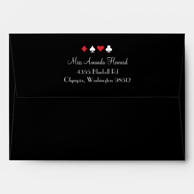 Destiny Las Vegas Wedding Invitation Red Black Envelope (Back (Top Flap))