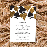 Destiny Las Vegas Casino Party Faux Gold Glitter Invitation Card