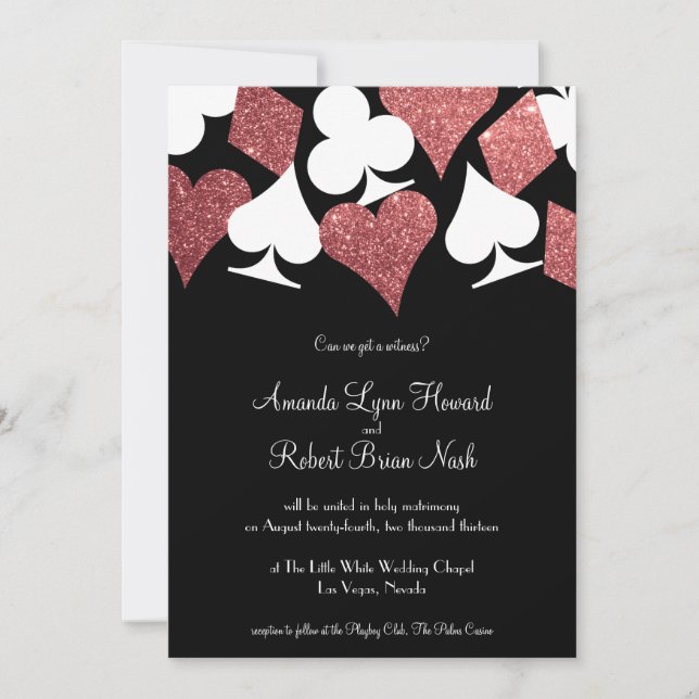 Destiny Las Vegas Wedding Invite Rose Gold Glitter (Front)