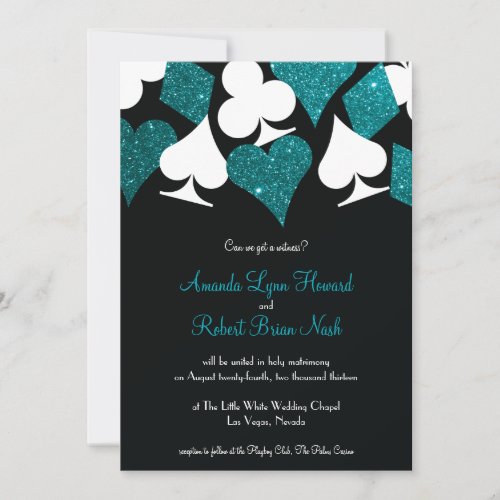 Destiny Las Vegas Wedding Invite Teal Blue Glitter