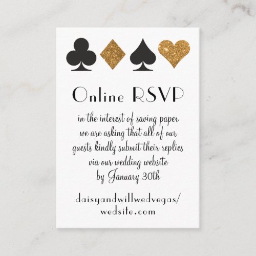 Destiny Las Vegas Wedding Online RSVP Gold Glitter Enclosure Card