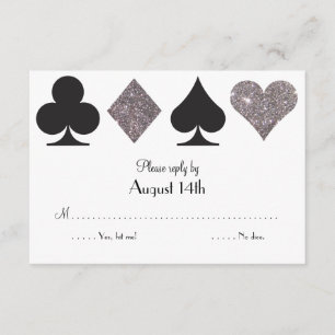 Destiny LasVegas Wedding reply faux silver glitter RSVP Card