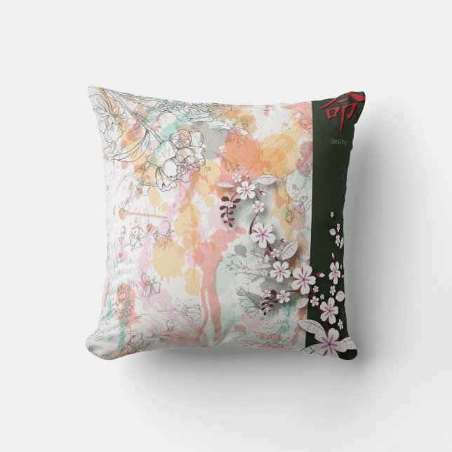 destiny oriental floral splash vector throw pillow (Front)