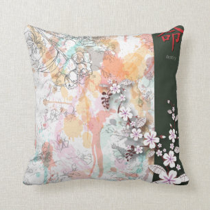 destiny oriental floral splash vector throw pillow