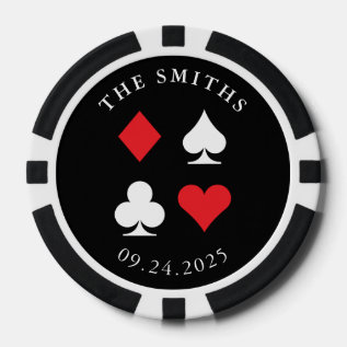 Destiny Personalized Wedding Favor Gift Black Red Poker Chips at Zazzle