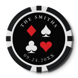 Destiny Personalized Wedding Favor Gift Black Red Poker Chips Set