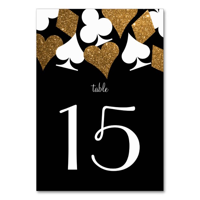 Destiny Vegas Gold Black Wedding Reception Table Number (Front)