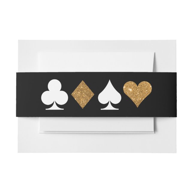 Destiny Vegas Invite Faux Gold Glitter Bellyband Invitation Belly Band (Front Example)