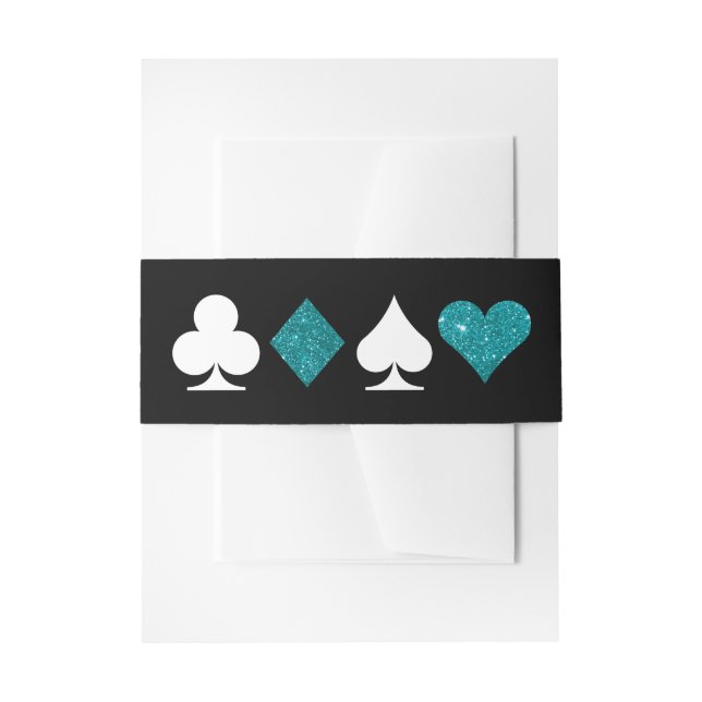 Destiny Vegas Invite Teal Glitter Invitation Belly Band (Front Example)